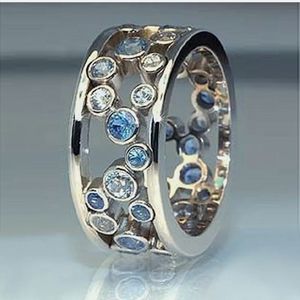 New blue cz silver ring